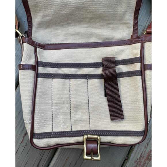 Vintage Duluth Pack Haversack Bag Leather canvas beige brown messenger - Picture 12 of 16